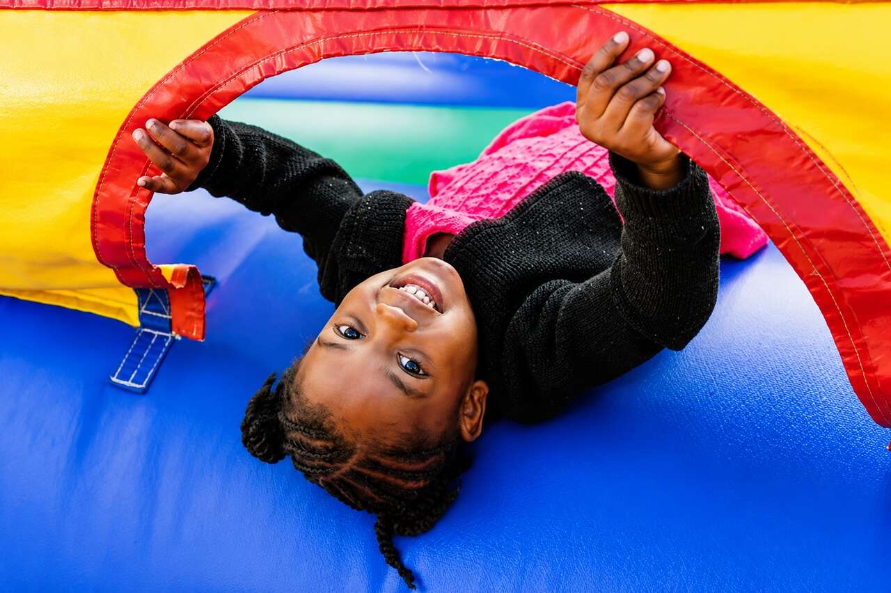 Bounce house rental set up in Fullerton, CA