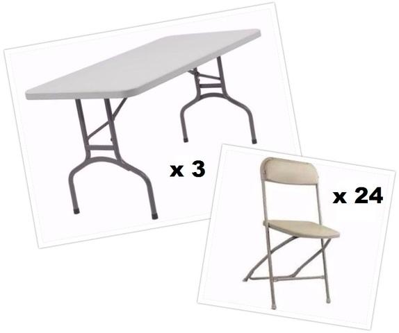 3 Tables and 24 Beige Chairs