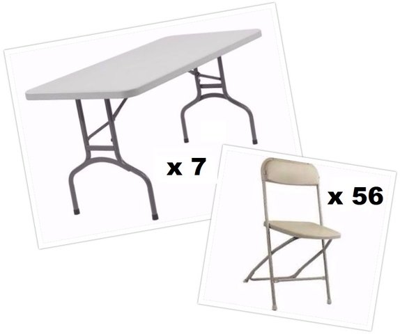 7 Tables and 56 Beige Chairs