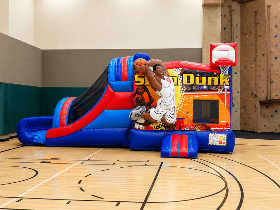 Inflatable party rental set up for a children's event