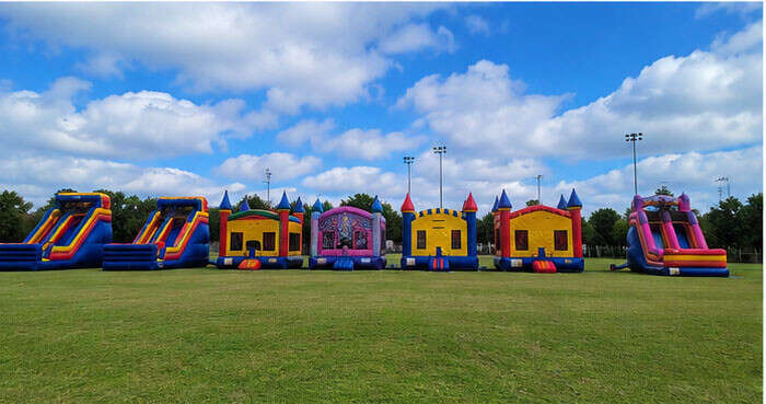 Large inflatable rentals set up for a city and municipal event in North Texas