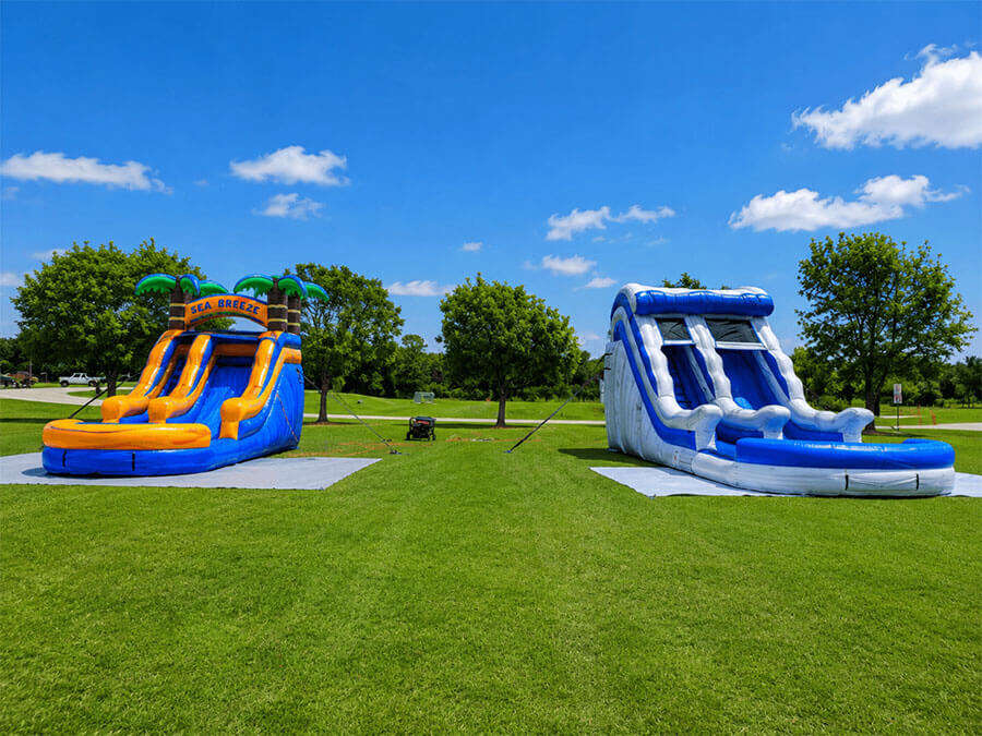 Inflatable water slides for park and community events