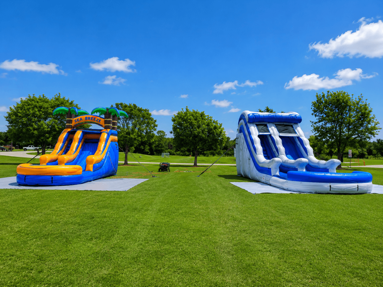 Inflatable water slides for park and community events