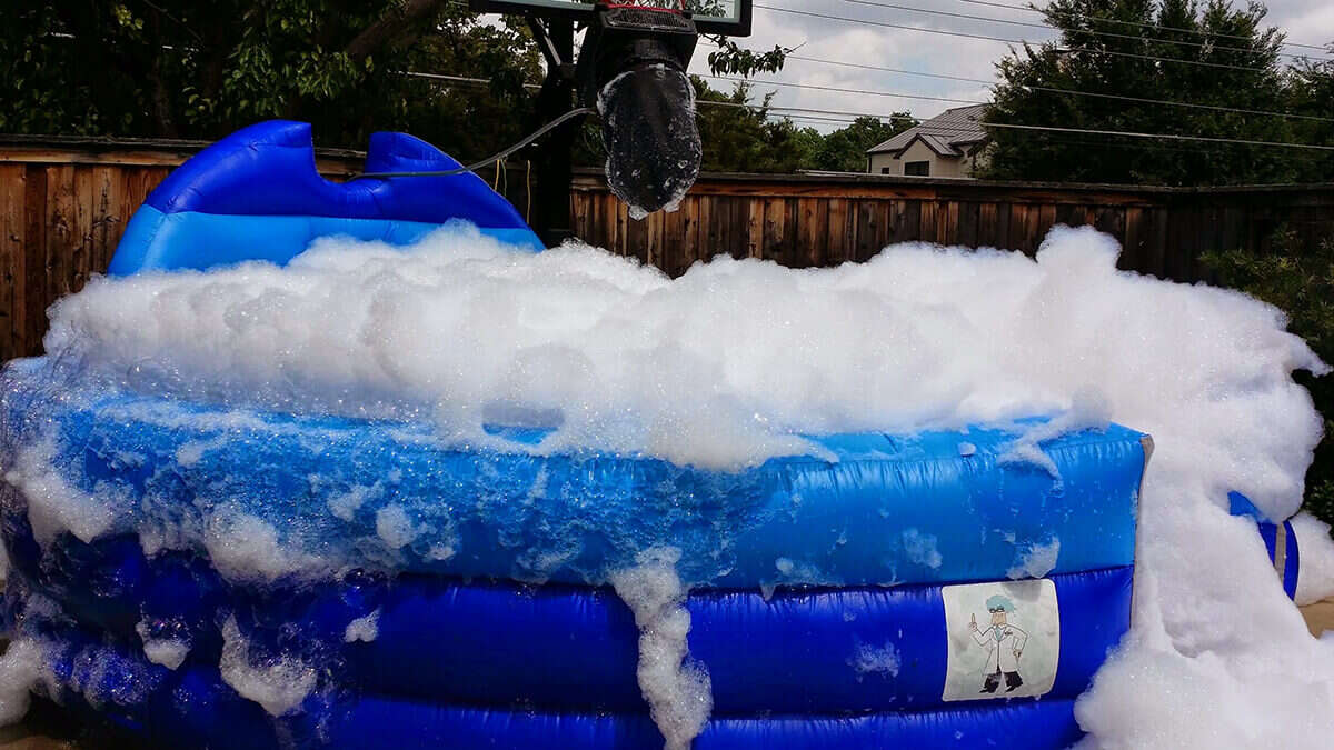 Foam party rental setup for a group event