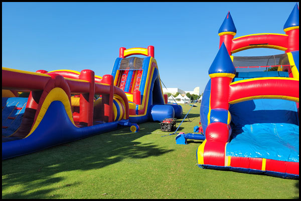 Inflatable obstacle course set up for an event