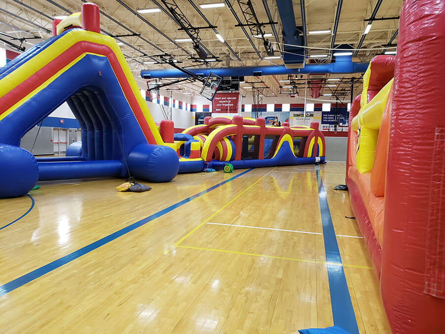 Large inflatable obstacle course for parties and events