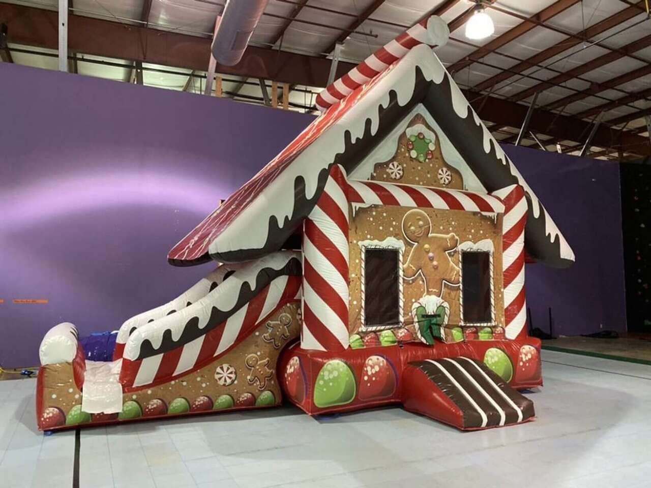 Gingerbread Christmas bounce house and slide combo