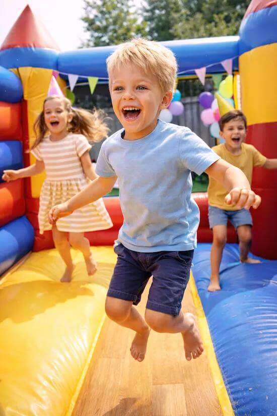 Happy kids having fun at a backyard party