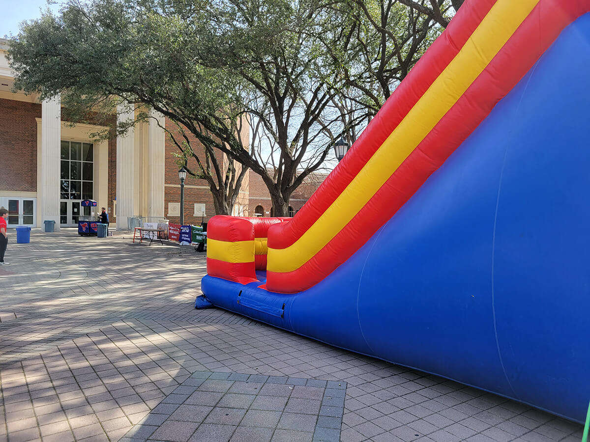Inflatable slide set up for a college event