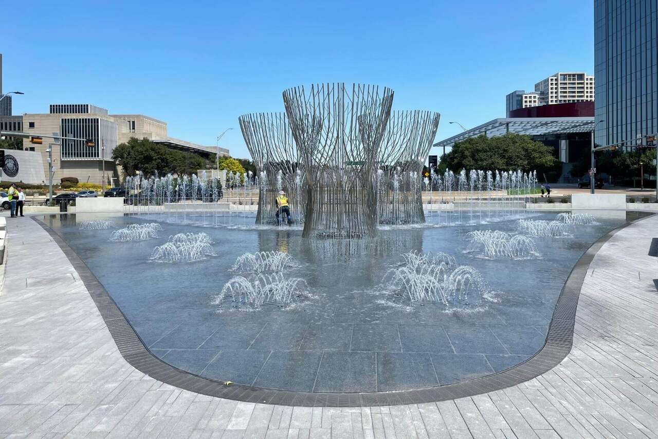 Klyde Warren Park children water play area in Dallas Texas