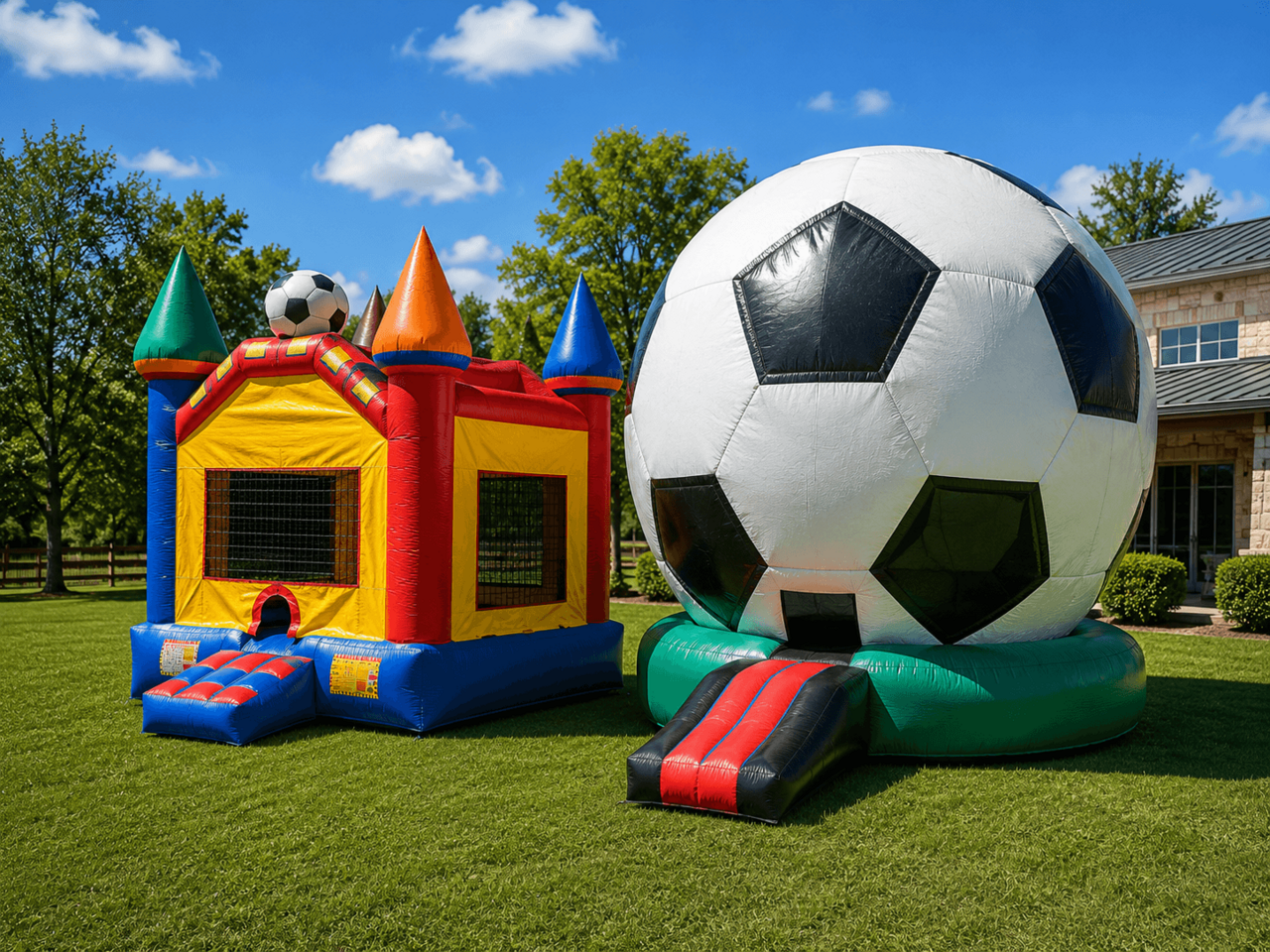 Soccer ball bounce house rental for youth sports events