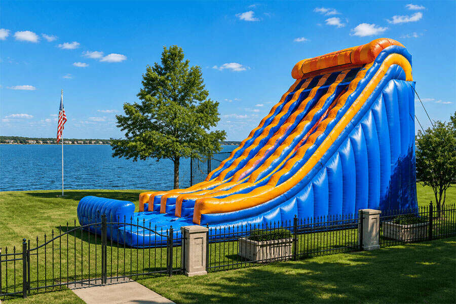 Triple lane inflatable water slide rental for summer parties