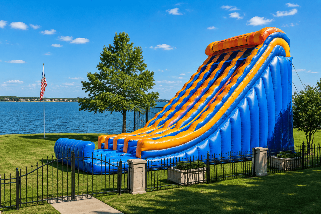 Triple lane inflatable water slide rental for summer parties
