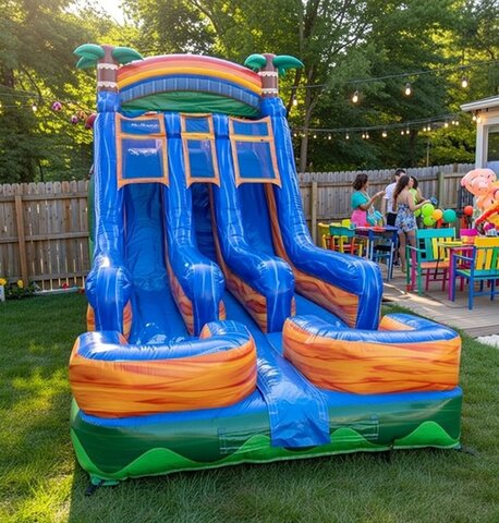 18 Foot Paradise Plunge Double Lane Water Slide 