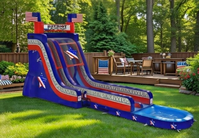 25 Foot Double Lane American Thunder Waterslide with 35 Foot Slip and Slide