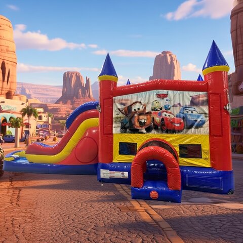 Cars Double Lane Bounce House Combination