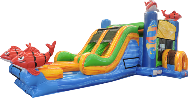 Double Lane Big Kahuna Combo Water Slide