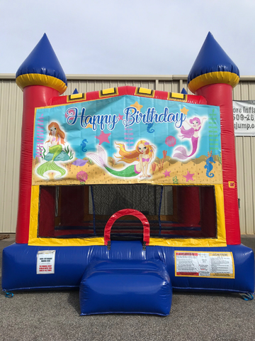 Mermaid bounce house with water slide rental