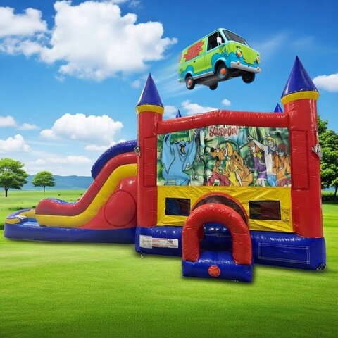 Scooby Doo Double Lane Water Slide with Bounce House 