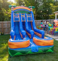 18 Foot Paradise Plunge Double Lane Water Slide 