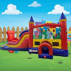 Blues Clues Double Lane Water Slide with Bounce House Wet Dry