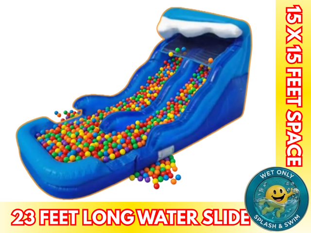 15' Blue Wave Slide With Ball pit