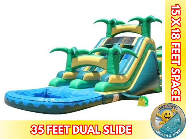 16' H Tropical Dual Slide With Pool