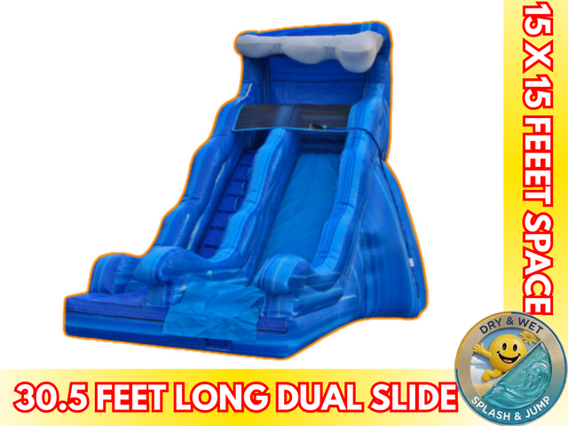 18' Blue Tsunami Dual Slide with Pool