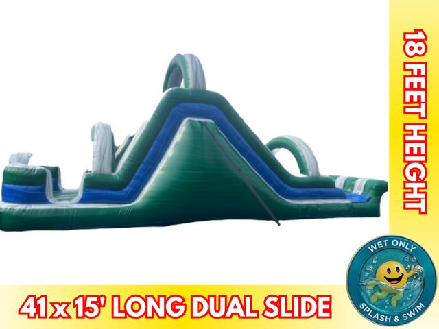 18'H Emerald Dual Slide and Rock Wall with Pool