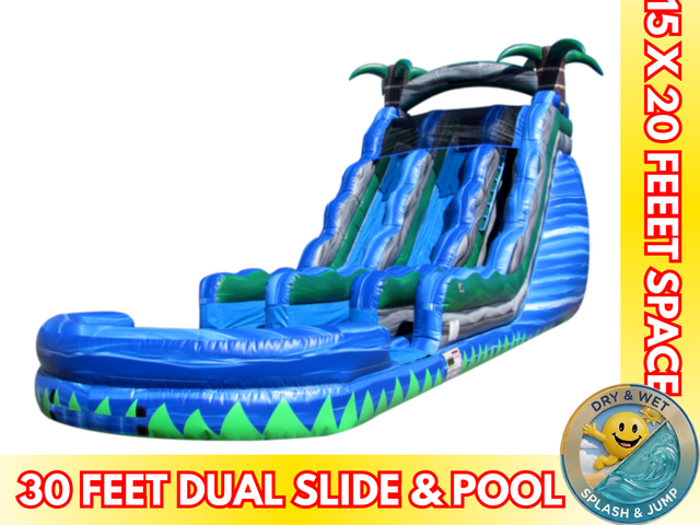 20'H Tropical Dual Slide With Pool