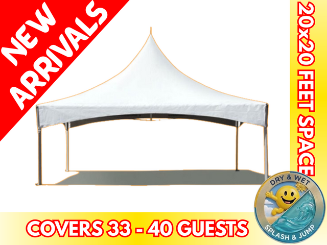 20 x 20ft High Peak Frame Tent - Smiley Jump Rental