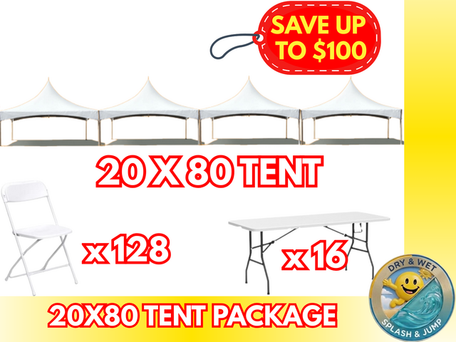 20x80 Tent + Tables + Chairs Package