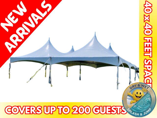 40 x 40ft High Peak Frame Tent - Smiley Jump Rental