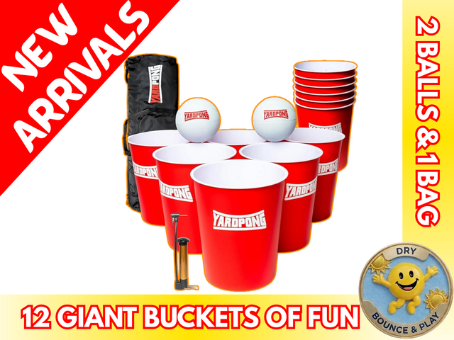 YardPong – Giant Yard Pong and Basketball Game with 12 Buckets - Smiley Jump Rental