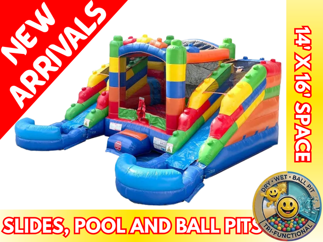 Lego Bounce House with slides, pools and ball pits