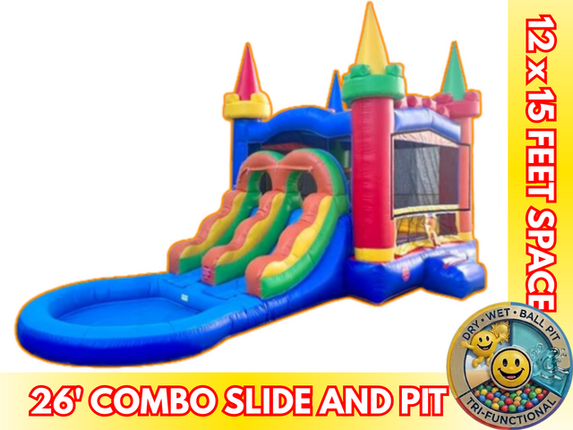 Rainbow Combo Bounce House With 2 Slides and Ball Pit🔴🔵🟠🟡🟢🟣
