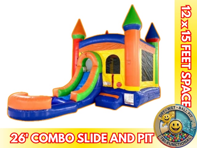 Rainbow Combo Bounce House With 1 Slide and Ball Pit🔴🔵🟠🟡🟢🟣