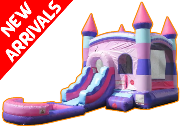 Pink Inflatable Bounce House with Slide Combo with Blower and Pool