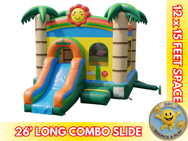 Tropical Combo Bounce House With Slide