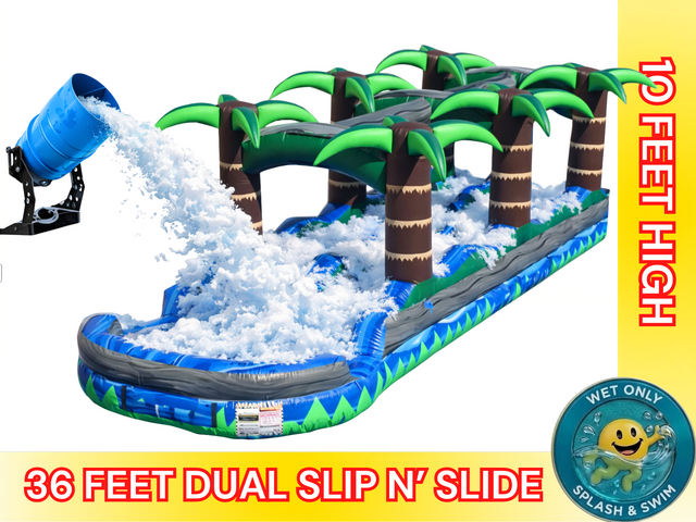 Tropical Dual Slip n' Slide with Foam Machine