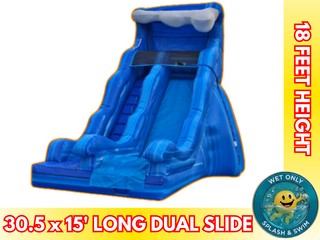18' Blue Tsunami Dual Slide with Pool