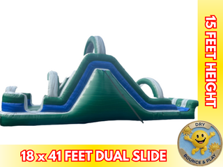 18' Emerald Dual Slide and Rock Wall Dry