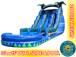 20'H Tropical Dual Slide With Pool