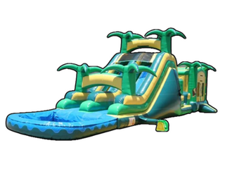 56'  L Tropical Obstacle Combo Dual Slide With Pool