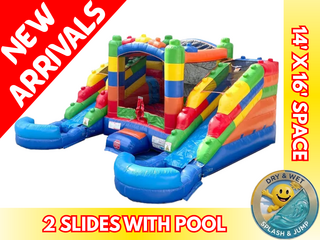 Lego Bounce House with 2 slides and 2 pools