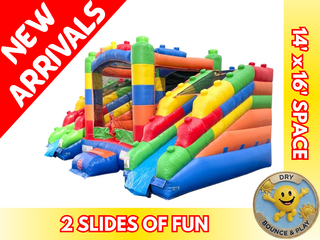 Lego Bounce House with 2 Slides Dry
