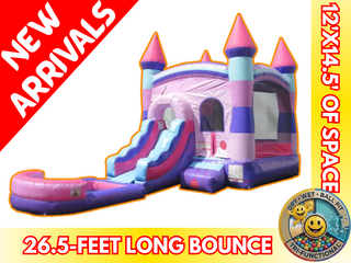 Pink Bounce House with Slide and  Pool