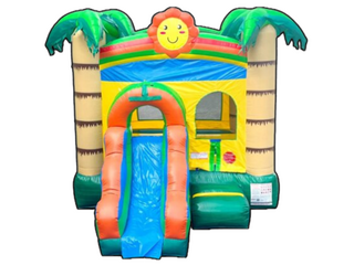 Tropical Combo Bounce House With Slide