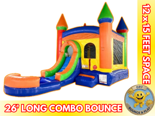 Rainbow Combo Bounce House With 1 Slide and  Pool