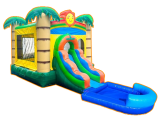 Tropical Combo Bounce House With Slide and Ball Pit 🔴🔵🟠🟡🟢🟣